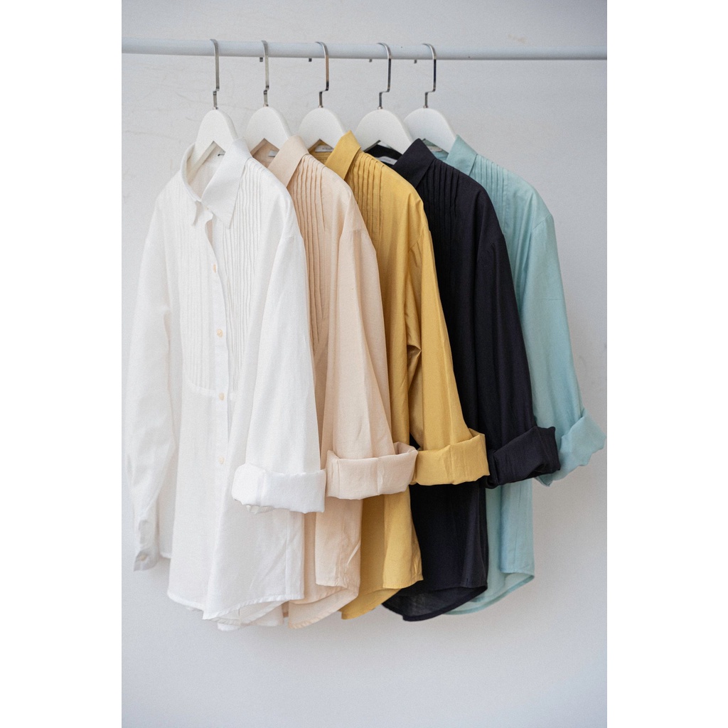 Áo sơ mi nữ dài tay MADELEN trần li nhiều màu | BigBuy360 - bigbuy360.vn