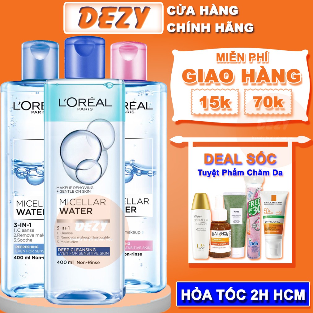 Nước Tẩy Trang Loreal CHÍNH HÃNG L oréal Cleanser paris micellar water L oreal Chăm Sóc Da Mụn Da Nhạy Cảm Lo real Dezy