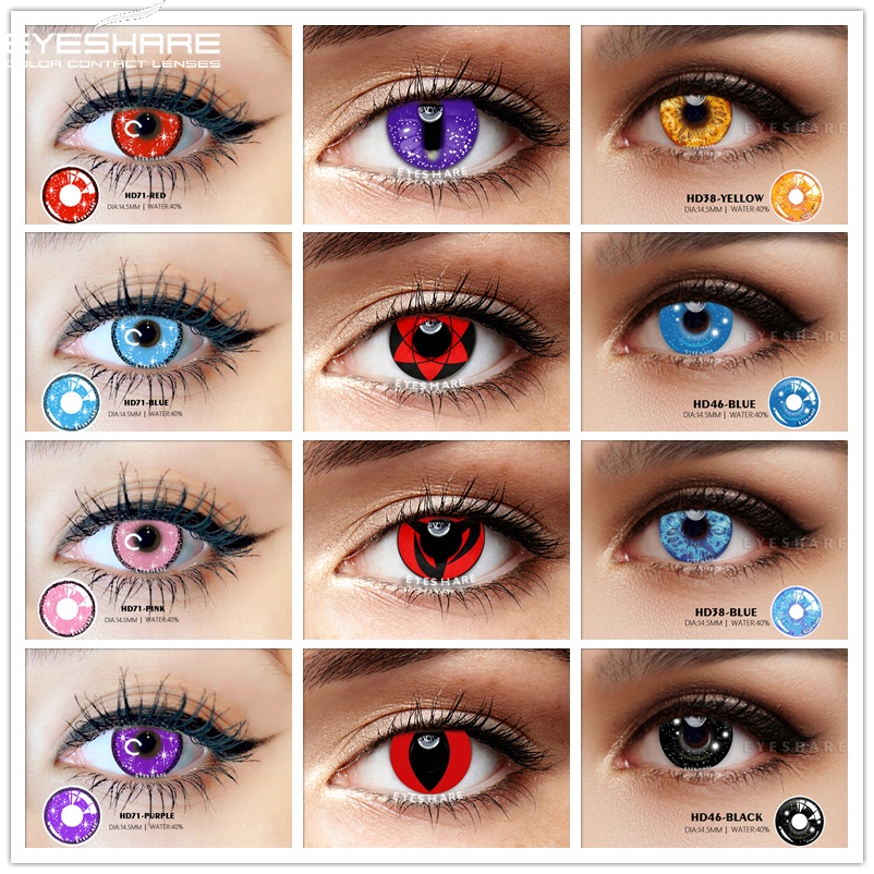 Set 1 Cặp 2 Kính Áp Tròng Nhiều Màu Sắc Dùng Để Hóa Trang Halloween
