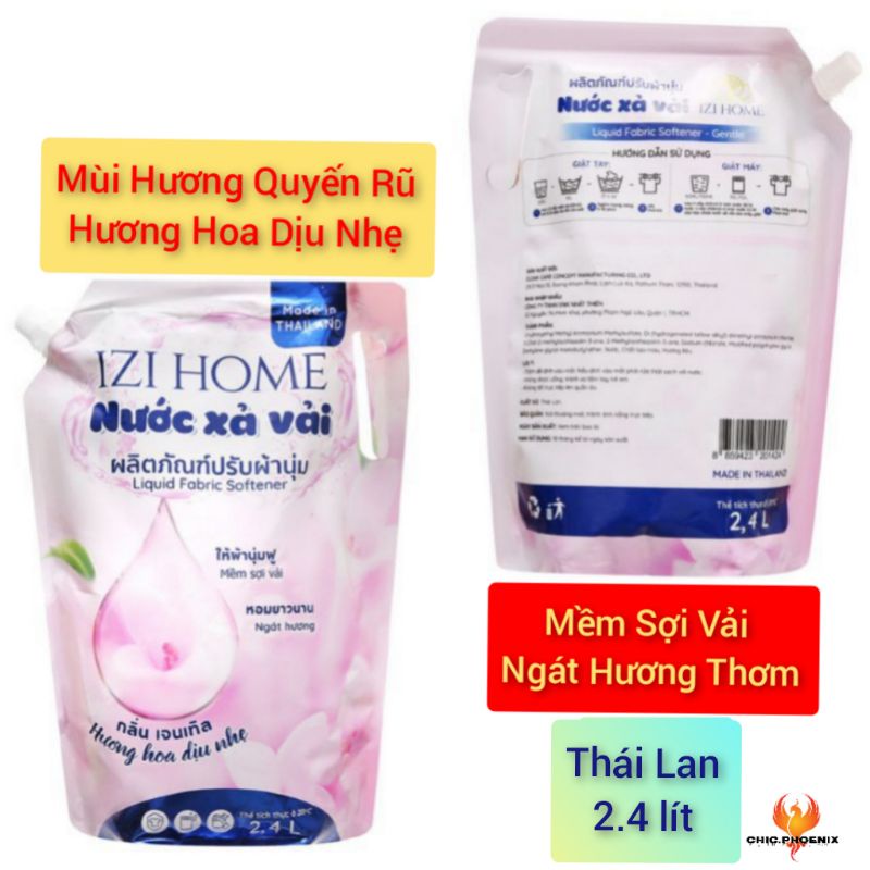Nước xả vải IZI HOME hương hoa dịu nhẹ túi 2.4 lít