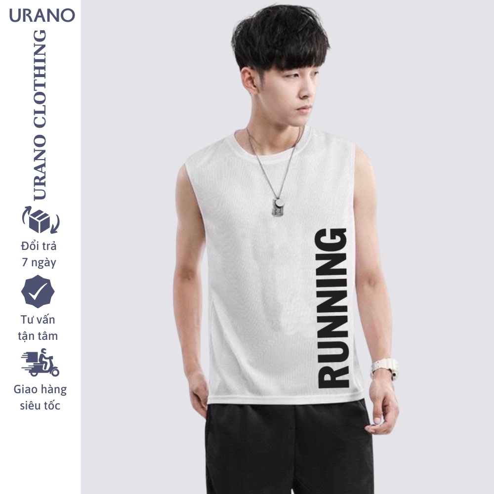 Áo sát nách nam Urano, áo thể thao RUNNING chất thun lạnh co giãn 4 chiều