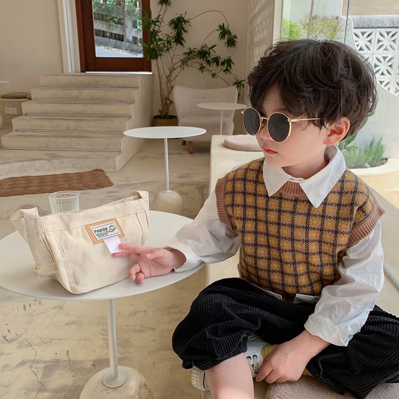 Balo Đeo Vai Bằng Vải Bạt Cỡ Nhỏ Thời Trang Hàn Quốc Phương Tây Dễ Phối Đồ Cho Bé Trai