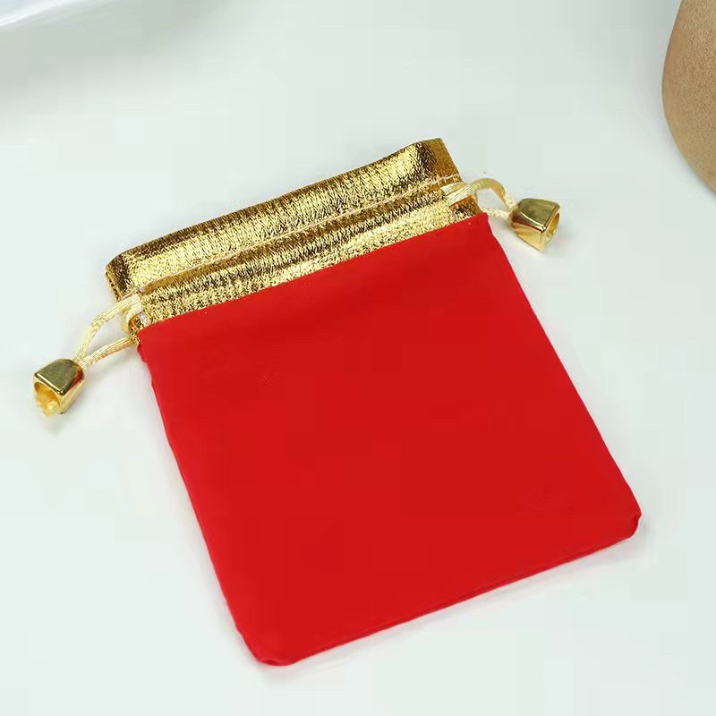 Túi nhung đỏ dây rút đựng đồ lưu niệm