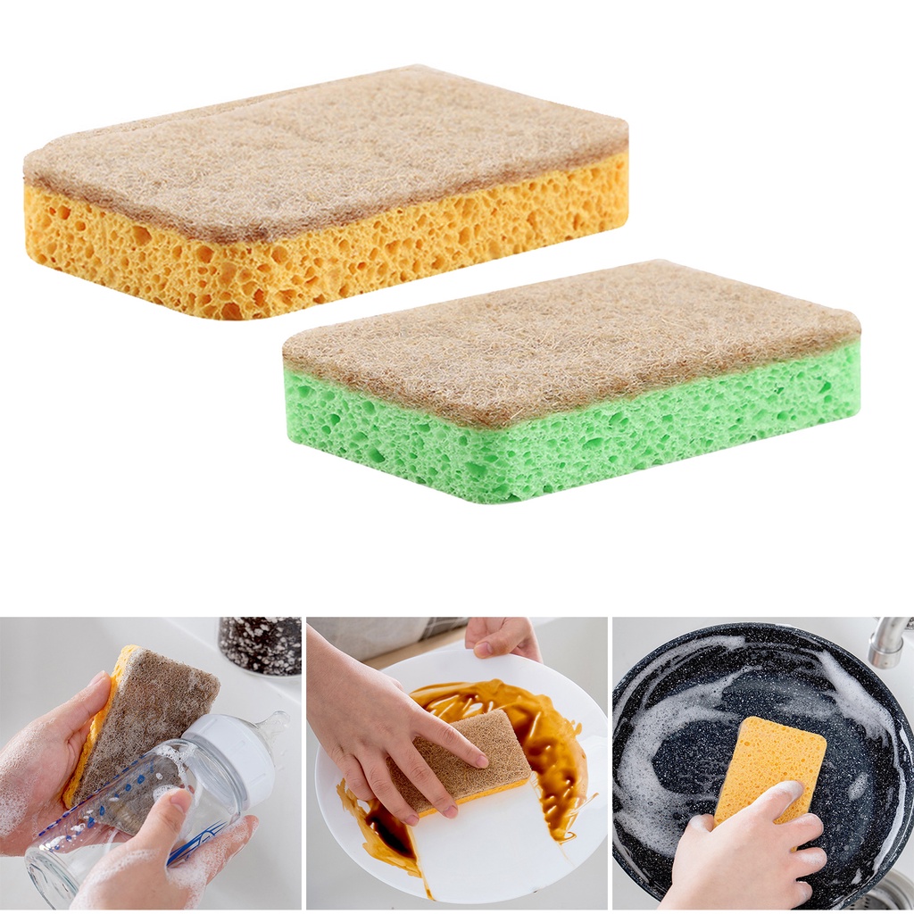 Miếng đệm bột gỗ cotton chà rửa chén đĩa phân hủy sinh học thân thiện với môi trường cho nhà bếp/ phòng tắm