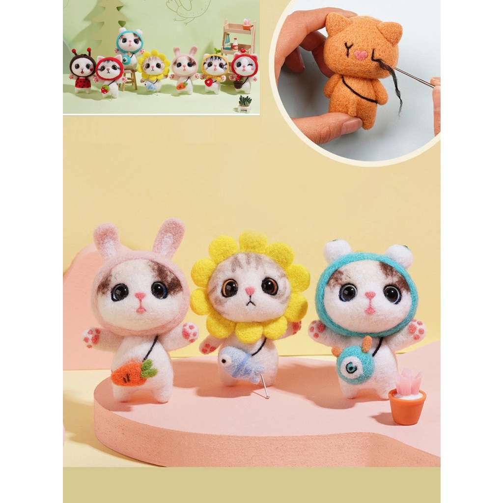 Len Chọc Handmade, Bộ Kit Len Chọc Mèo Mơn Mởn