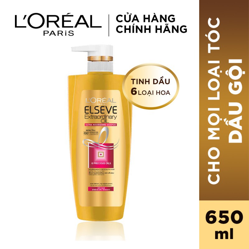 Dầu gội chiết xuất tinh dầu hoa tự nhiên L'Oreal Paris Elseve Extraordinary Oil Ultra Nourishing 330ml/650ml