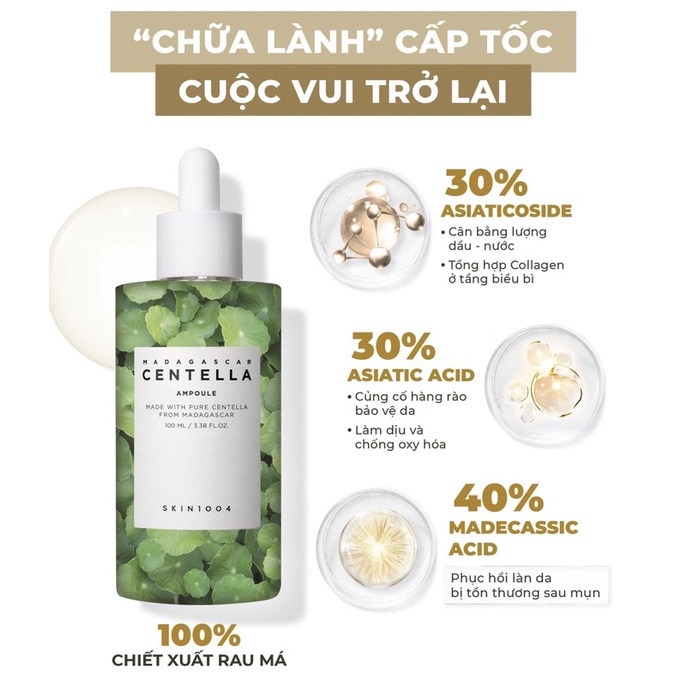 Tinh Chất Rau Má Dịu Nhẹ, Giảm Mụn Skin1004 Madagascar Centella Ampoule