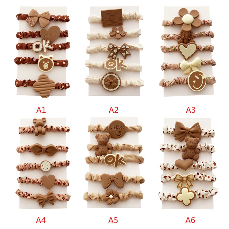 Set 5 Dây Cột Tóc Cao Su Co Dãn Thời Trang Cho Nữ
