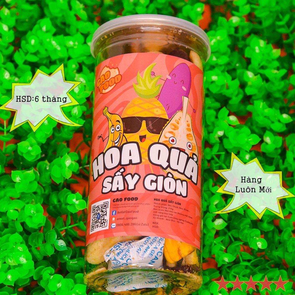Trái Cây Thập Cẩm Sấy Giòn Hũ Pét 250g FREESHIP Đồ Ăn Vặt GaoGao-Ăn Vặt Hà Nội
