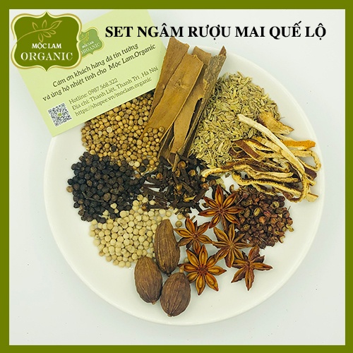 Nguyên liệu ngâm 500ml Mai Quế Lộ 10 Vị. Set ngâm ruu mai quế lộ Mộc Lam - Set Mix Sẵn