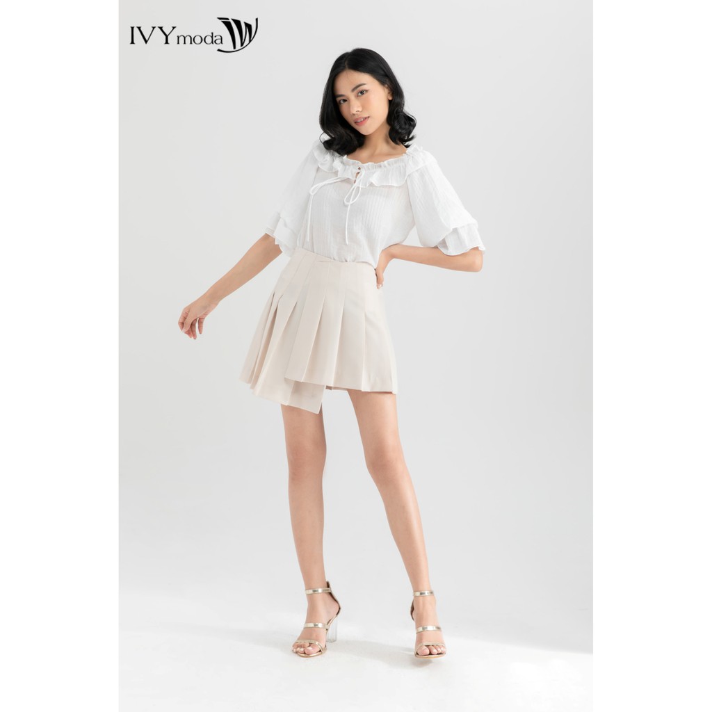 [Mã WABRIV250 giảm 10%]Chân váy xếp ly gấu lệch thiết kế IVY moda MS 30B8639