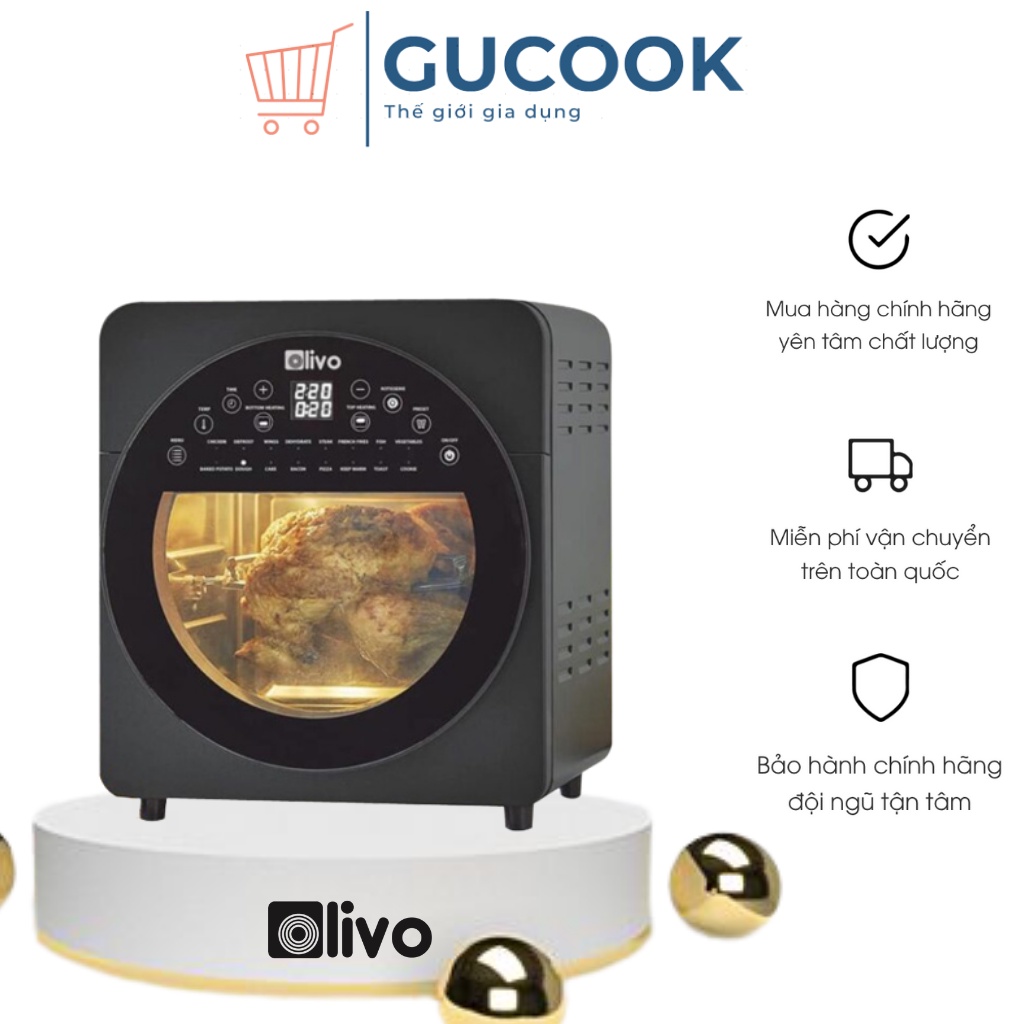 Nồi Chiên Không Dầu OLIVO AF15 Chính Hãng BH 24 Tháng16 Chức Năng - Dung Tích 15L - Công Suất 2000W - Thương Hiệu Mỹ