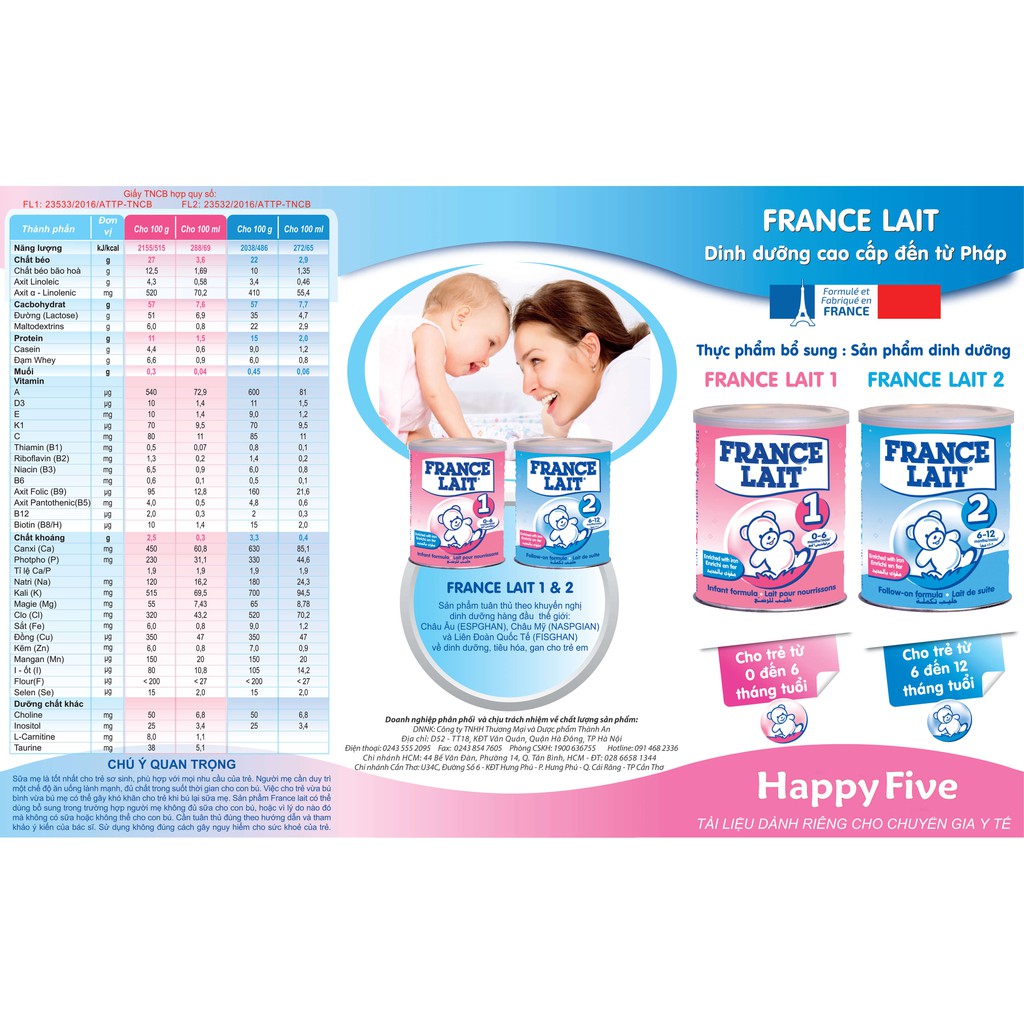 Sữa bột France Lait 2 ( 400g )