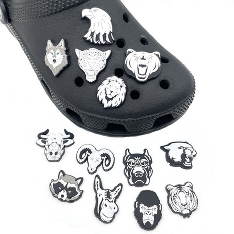 Bộ Phụ Kiện Khóa Giày Crocs Bằng Nhựa PVC Hình Đầu Động Vật