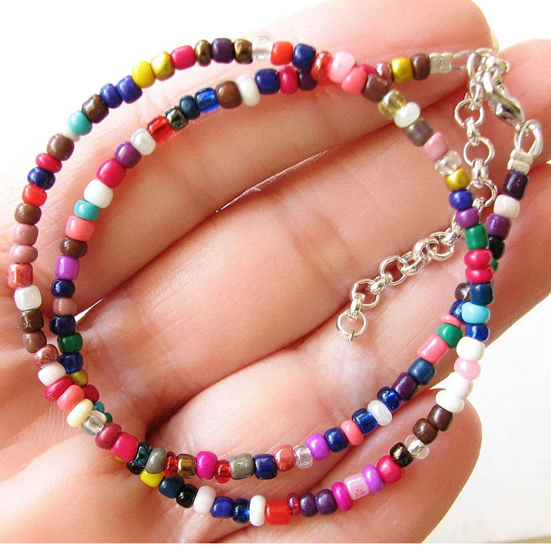 ♥ RT✨ Bohemian short neckline Choker handmade colorful rice Bead Necklace