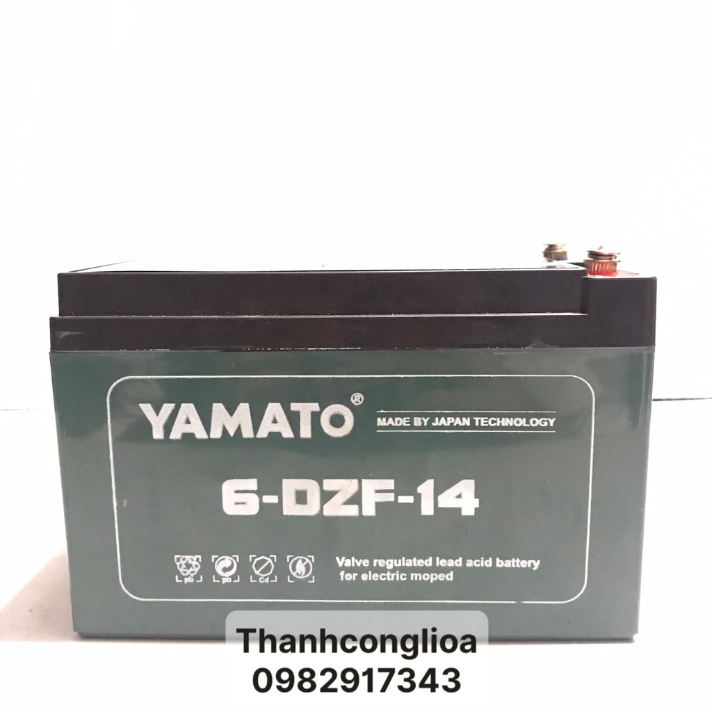 Ắc quy xe đạp điện 12V 14Ah Yamato 6-dzf-14 dùng cho xe nijia, giant, honda, yamaha, hkbike, 133m