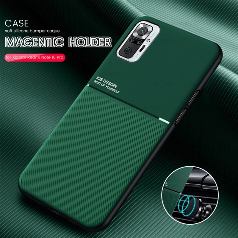 Ốp Lưng Kết Cấu Da Có Vòng Nhẫn Từ Tính Cho Xiaomi Redmi Note10 Pro / Mi Note 10 Pro