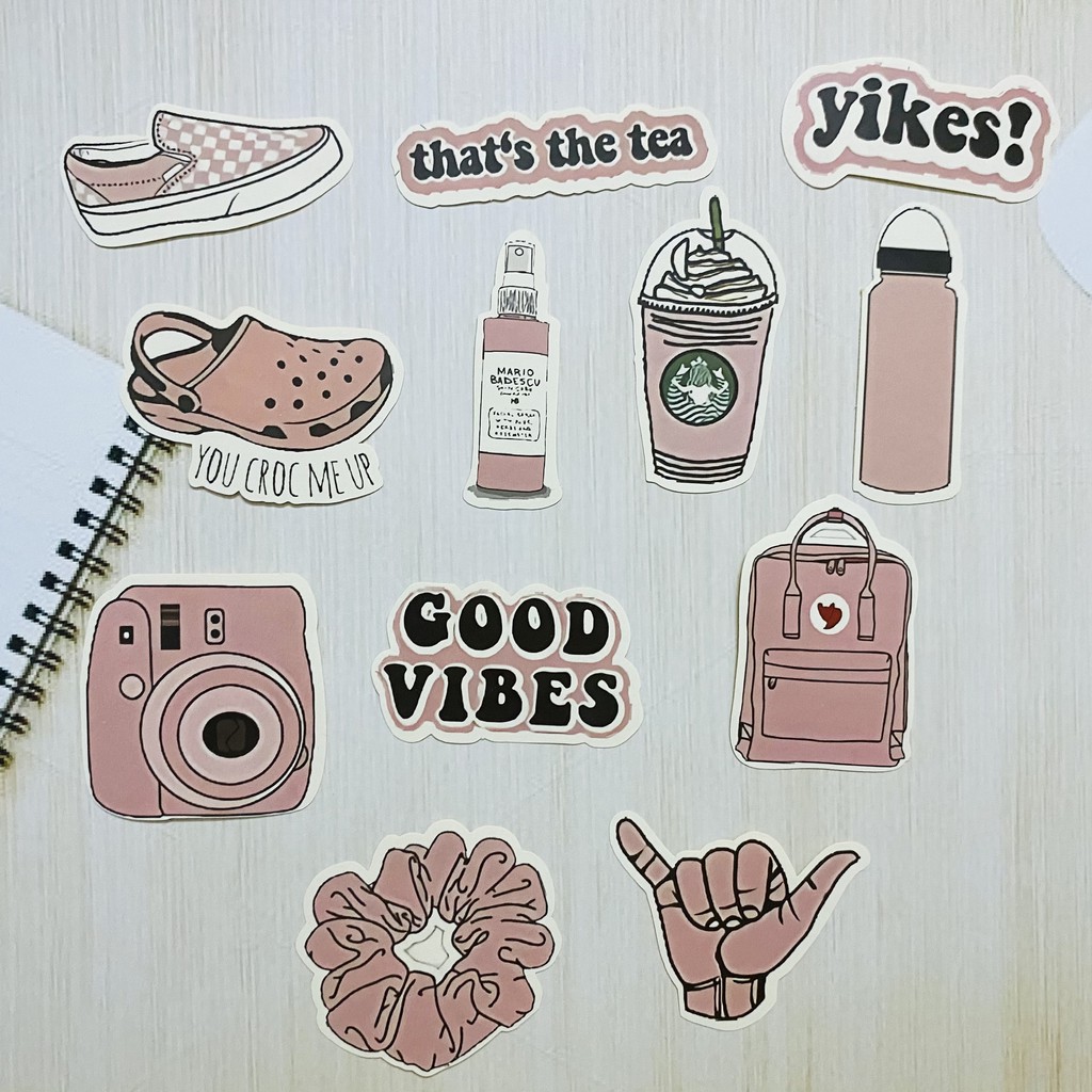 Sticker phong cách hồng cá tính dán trang trí laptop, máy tính bỏ túi, vali, điện thoại, đàn ghit