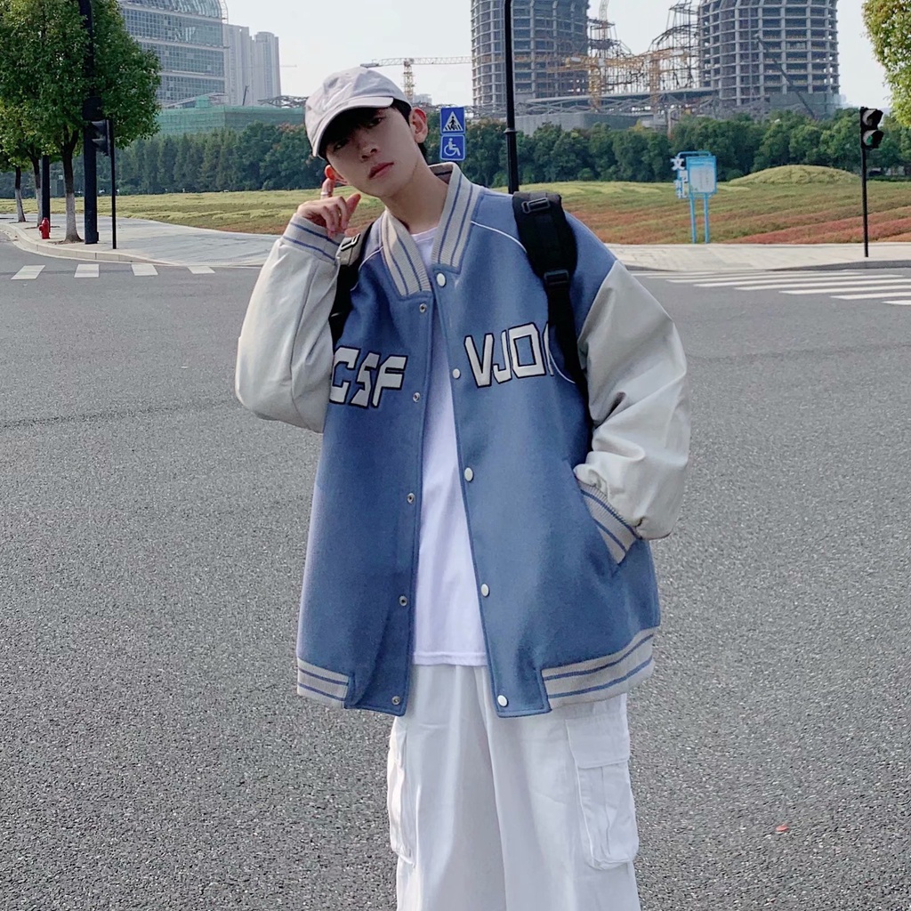Áo Khoác Bomber Da Pu Dáng Rộng Phong Cách Hàn Quốc Cho Nam