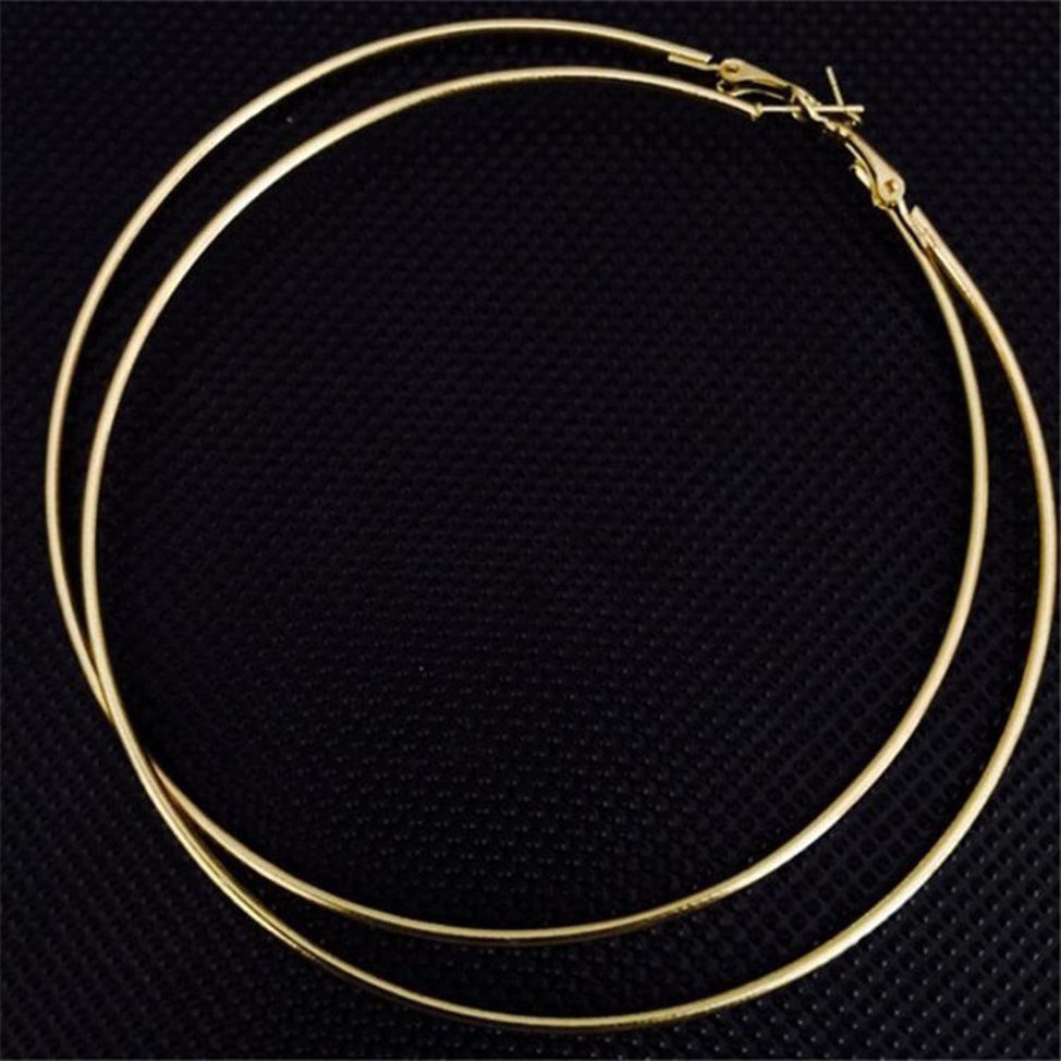 Khuyên Tai Kim Loại Tròn 10cm Thiết Kế Đơn Giản Cho Nữ