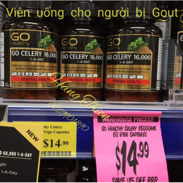 [Mã COS1505 giảm 8% đơn 300K] (Bill Úc) Viên uống cho người bị Gout - Celery 16000_60viên