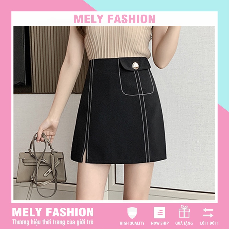 Chân váy ngắn chữ A chỉ nổi đơn giản đẹp sang trọng vô cùng tôn dáng Mely's Fashion CV09