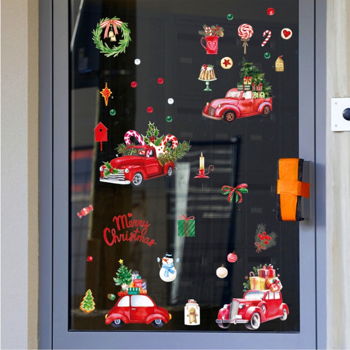 Decal Trang Trí Noel Hai Mặt Hít Tĩnh Điện - XE TẢI QUÀ GIÁNG SINH