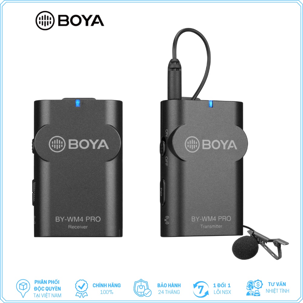 BOYA BY-WM4 PRO K1 - Hàng Chính Hãng - Mic thu âm không dây cổng 3.5mm | Dành cho Điện thoại và Máy ảnh