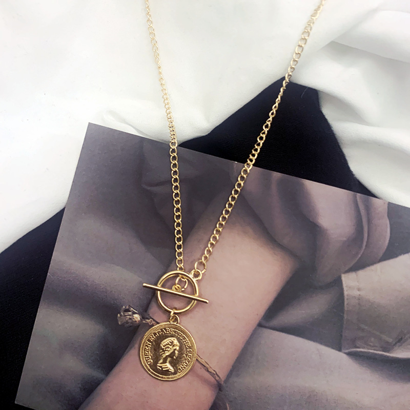 【THEO DÕI cửa hàng của chúng tôi -10K trừ 5K】chic Dây chuyền mặt dây chuyền đồng xu vàng thời trang được cá nhân hóa