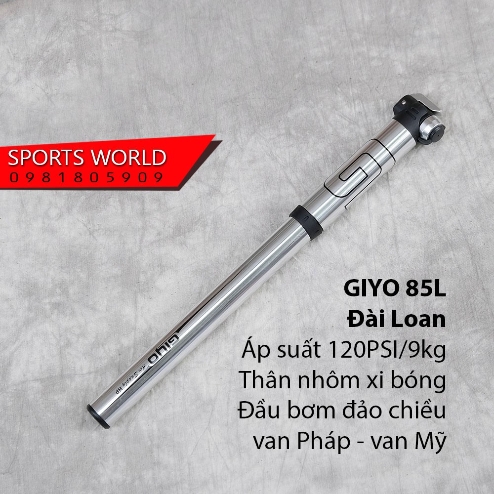 Bơm xe đạp mini áp suất 120psi thân nhôm nguyên khối - GIYO 85L