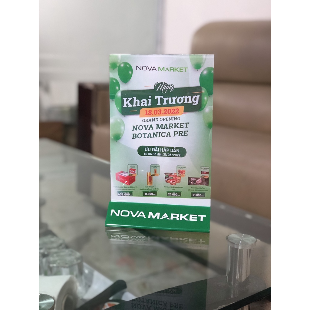 Standee Menu Mica A5 , đế tam  giác , đa dạng màu sắc