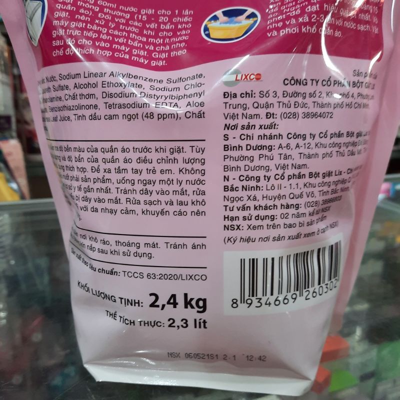 Nước giặt Lix Việt Nam Hương Hoa Anh Đào 2,4kg
