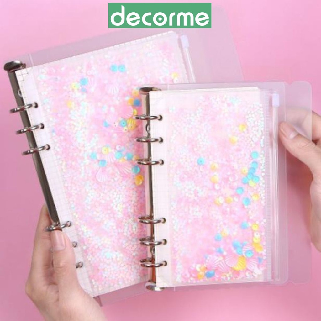 A5 A6 A7  Túi zip Mermaid kim tuyến phụ kiện sổ còng sổ planner bullet journal decorme