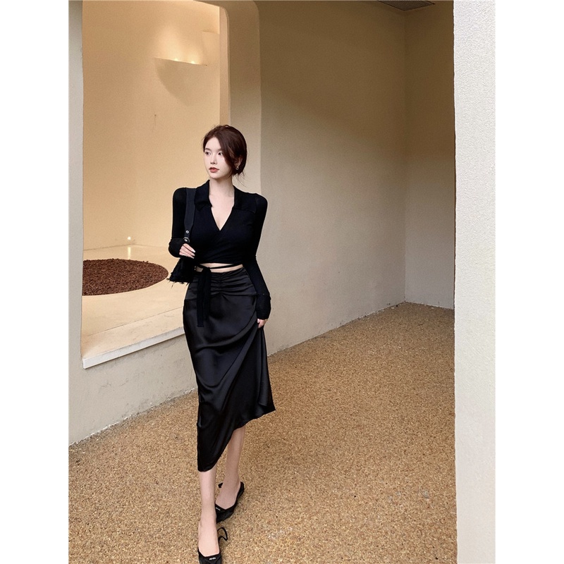 Áo dệt kim QKOOLE cổ chữ V phong cách cổ điển Hàn Quốc cho nữ