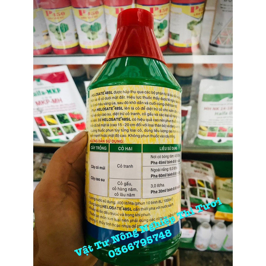 Thuốc trừ cỏ khai hoang glyphosate Helosate 48s - diệt cỏ nhanh, lưu dẫn mạnh