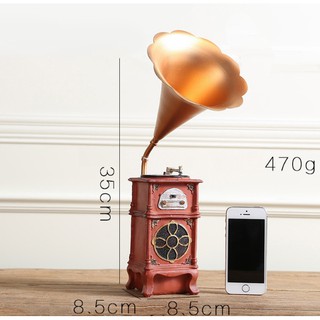 Máy phát nhạc đĩa than loa kèn mô hình trang trí cổ điển & quý tộc (cao 35cm)