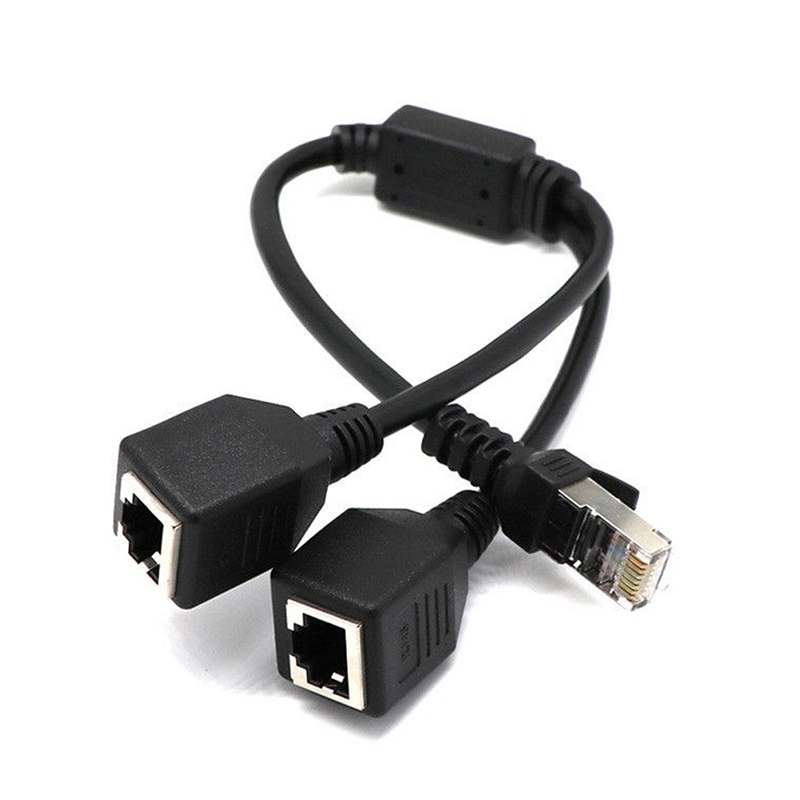 Chitengyesuper RJ45 1 Male to 2 Female Port Ethernet Network Cable Splitter Extension Connector CGS