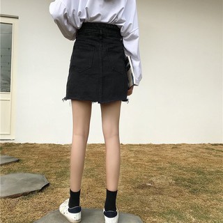 [ Hàng order] Chân váy jeans đen rách