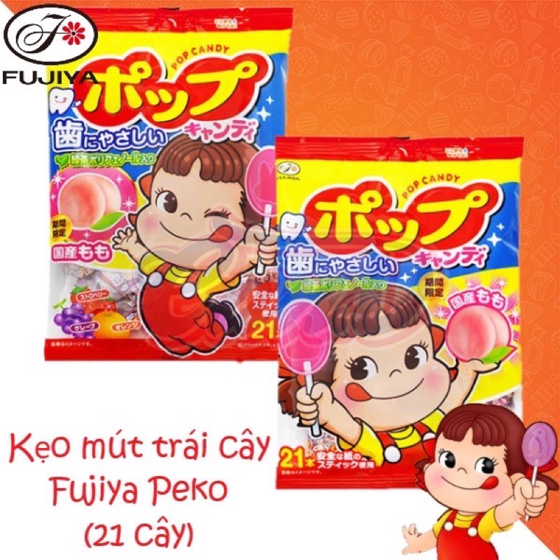 Kẹo que mút trái cây Fujiya Peko (21 cây) date 6/2022