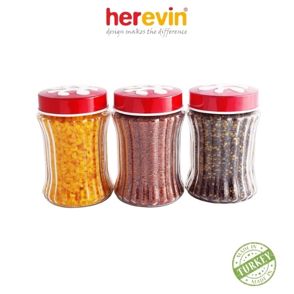 Bộ 2 Hũ Thuỷ Tinh Herevin Tròn Sọc Nắp Decor 1.5L- HEHU135902-803 [GIAO MÀU NGẪU NHIÊN]