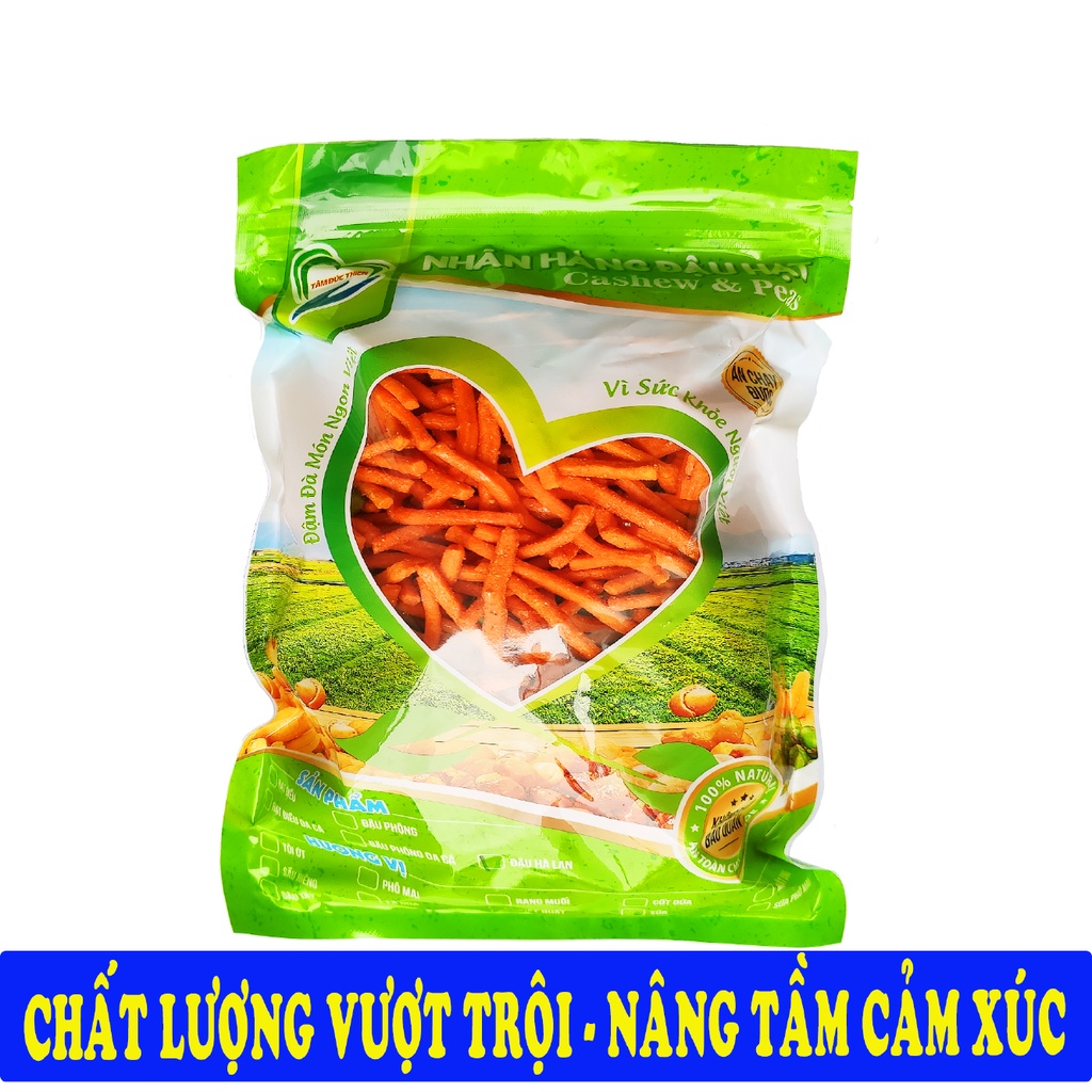 Combo 2 Túi 2 Vị: Đậu Phộng Da Cá Nước Cốt Dừa 500GR và Bim Bim Que &amp; Đậu Hà Lan 335GR Tâm Đức Thiện