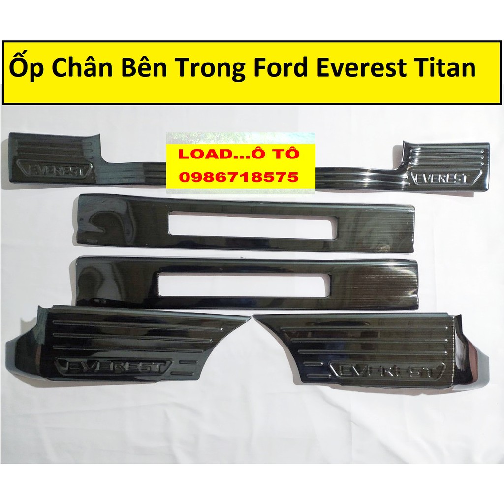 Ốp Bậc Cửa, Nẹp Bước Chân Trong, Ngoài Xe Ford Everest 2022-2018 Bộ 10 Chi Tiết Chất Liệu Titan Cao cấp