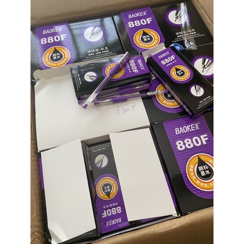 1 hộp 12c bút mực gel bấm mini màu tím hồng 0.5mm