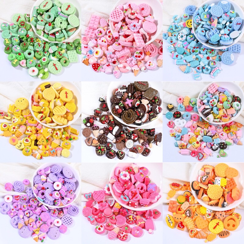 Combo 10 Charm slime Dụng Cụ Trang Trí Bánh Xinh Xắn, Ốp Điện Thoại DIY, Toploader, Kẹp Tóc