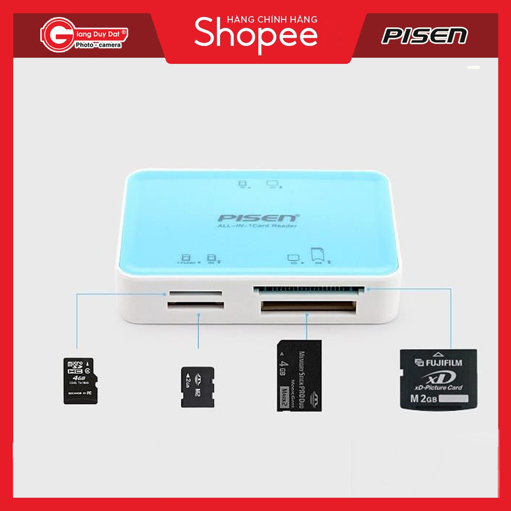 Đầu Đọc Thẻ Nhớ Máy Ảnh USB Đa Năng Pisen - Đầu đọc thẻ CF thẻ SD MicroSD Pisen - Chính Hãng Pisen