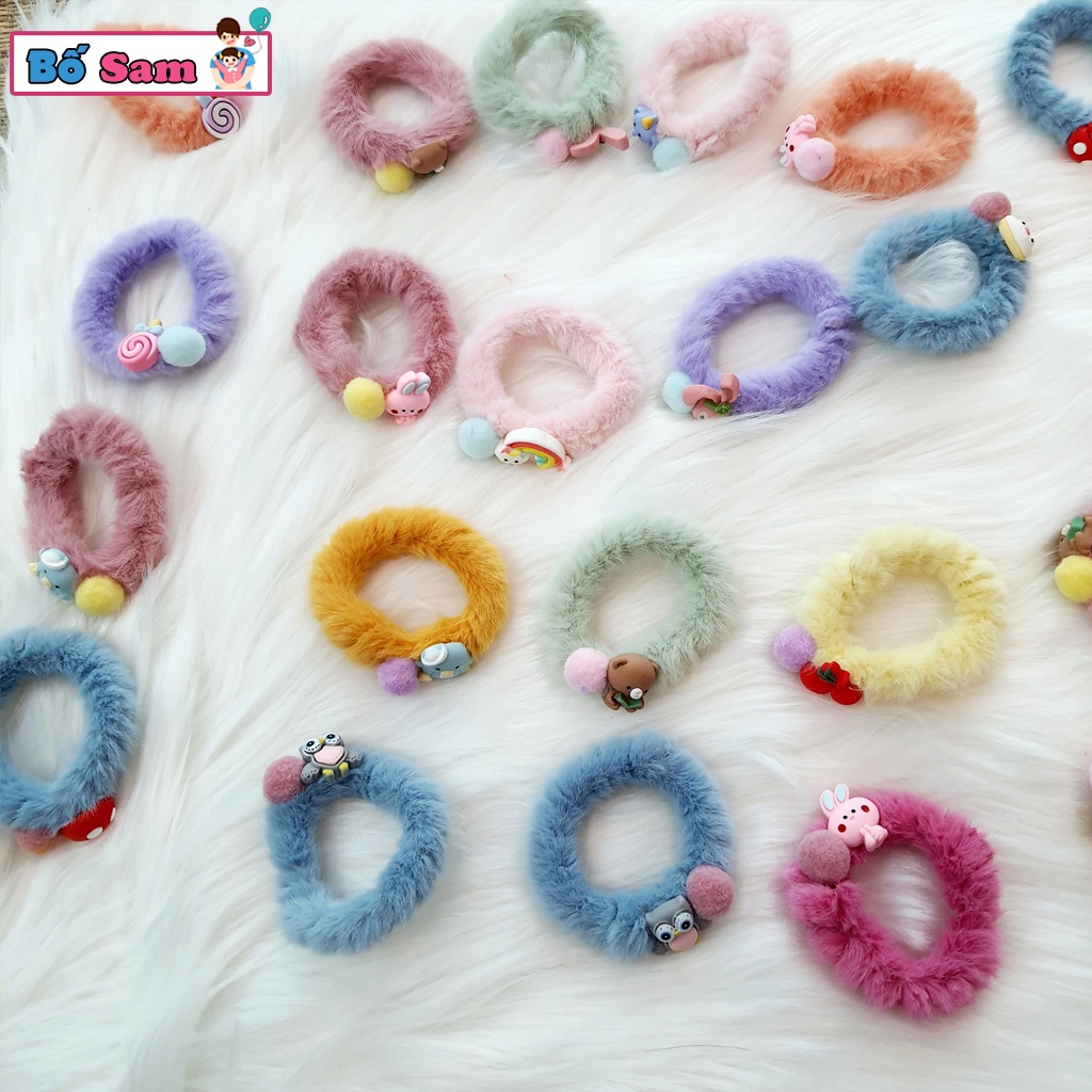 Dây buộc tóc cho bé gái lông xù Hàn Quốc hình thú đáng yêu Shop Bố Sam