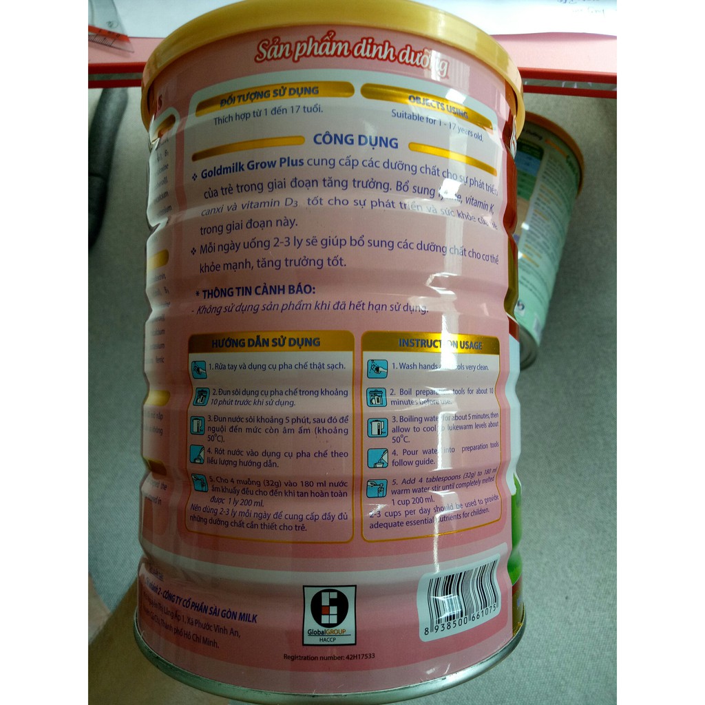 Sữa Goldmilk Grow Plus 900g - Tăng cân - Phát triển chiều cao cho bé - Sữa NON - Growplus goldmilk 900g