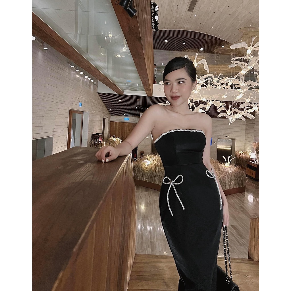 Đầm body cúp ngực kết nơ đá -- Ꮯɦ𝚊̂́ȶ Ꮮɨ𝚎̣̂𝚞: thun ánh 𝙵𝚛𝚎𝚎 𝚜𝚒𝚣𝚎 𝚏𝚘𝚛𝚖