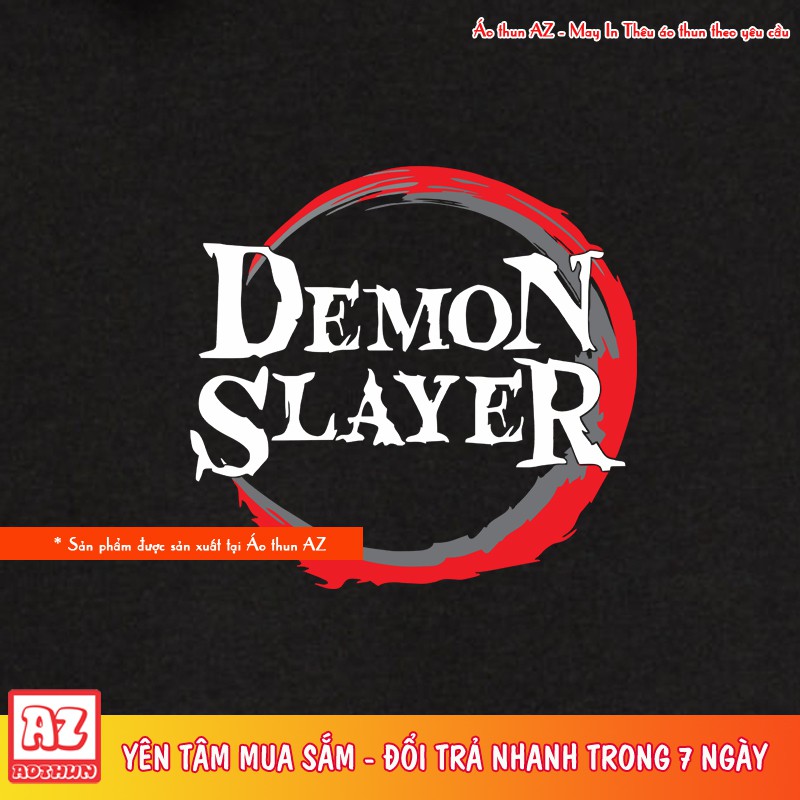 Áo thun Polo in logo Demon Slayer Kimetsu no Yaiba màu đen M2750