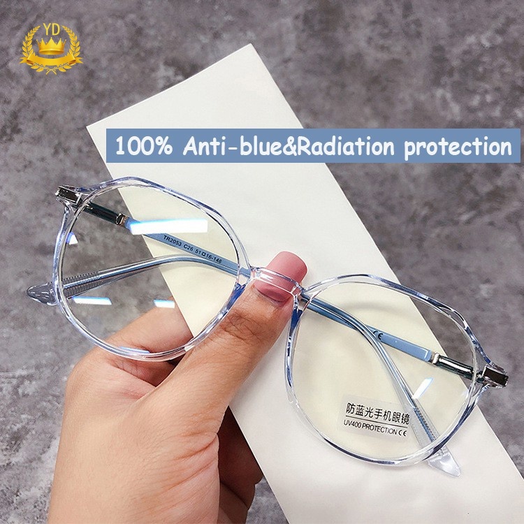 Kính Mát Chống Ánh Sáng Xanh Gọng Phẳng Kiểu Dáng Dễ Thương Thời Trang